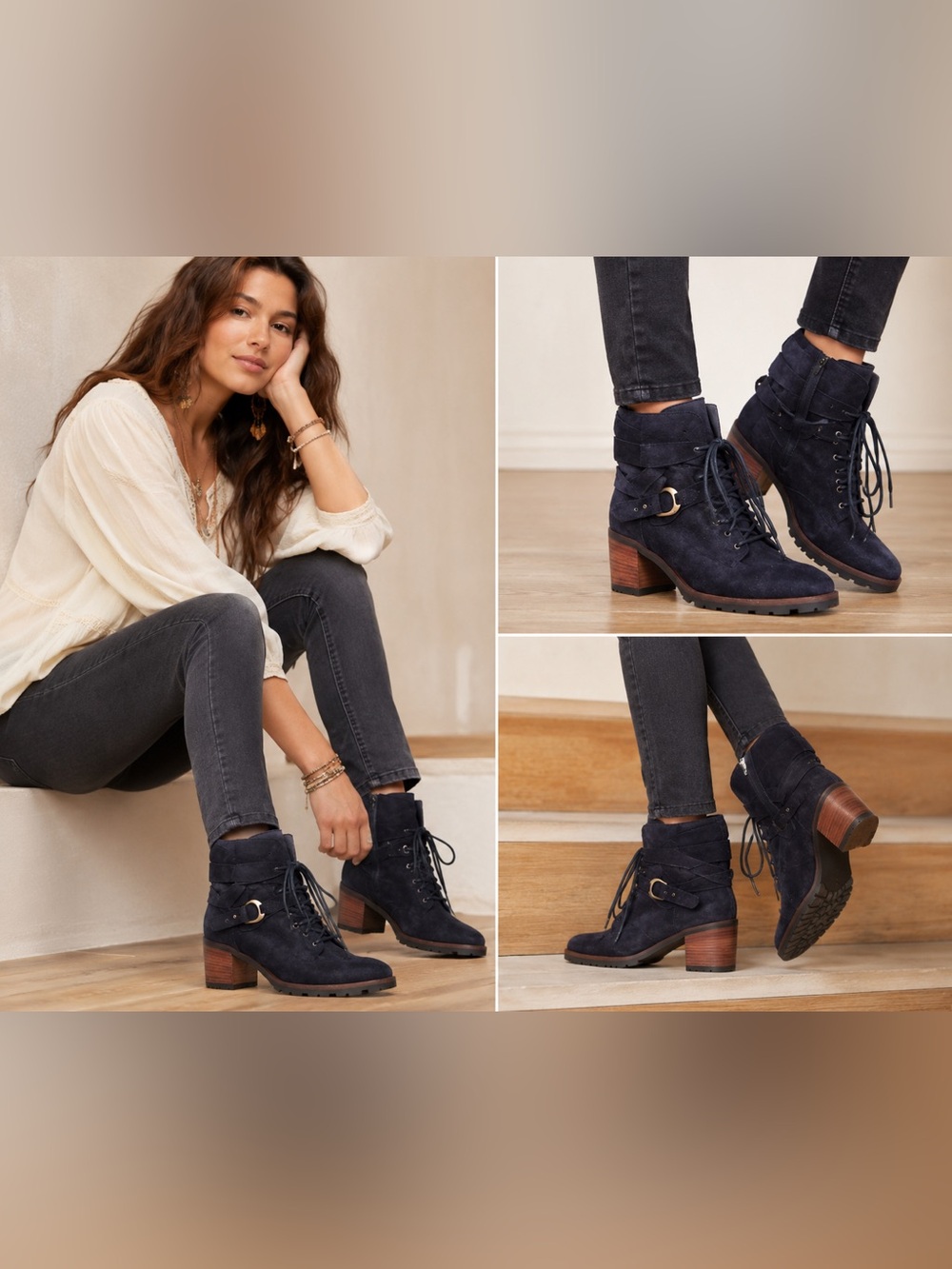 Sundance Italy Black Buckle Strappy Bootie in Black Suede.‎